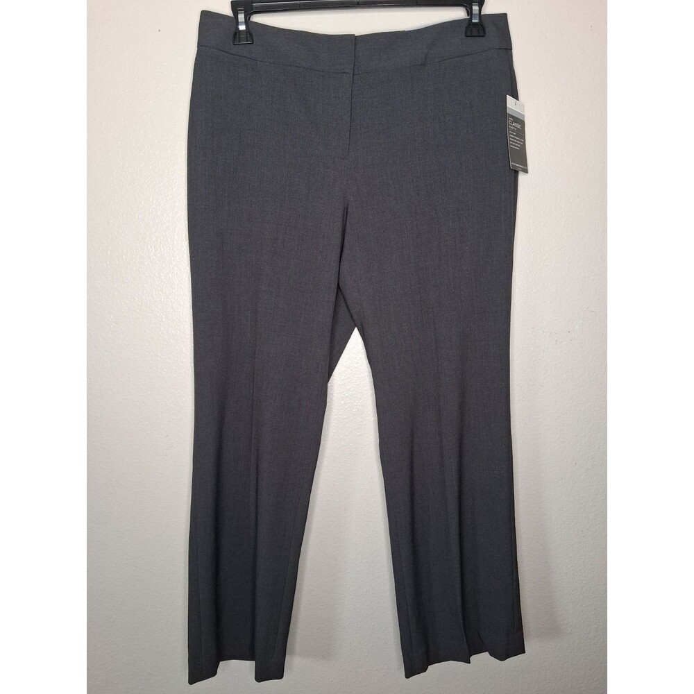NWT Liz Claiborne Audra Classic Dark Gray Career Pants Straight Leg Size 14P